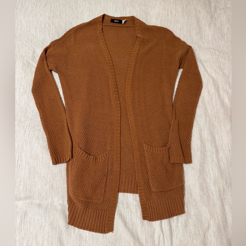 BDG Brown and Orange Cardigan Sweater Short Sleeve